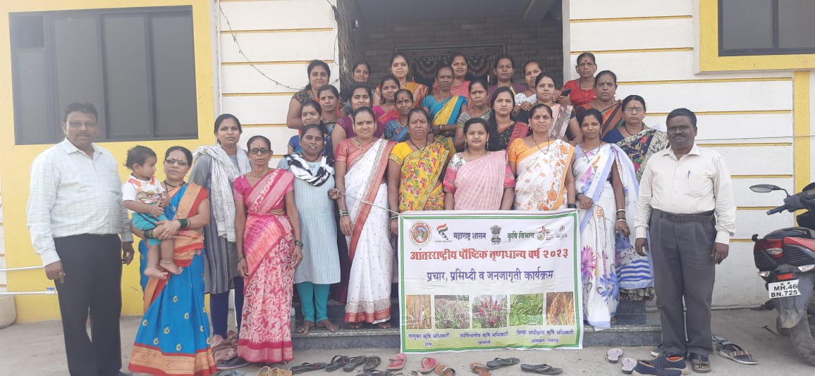 महाराष्ट्र शासन कृषि विभाग उरण यांचेमार्फत मौजे बोरी बुद्रुक येथे जागतीक महिला दिन प्रसंगी IYOM बाबत जनजागृती