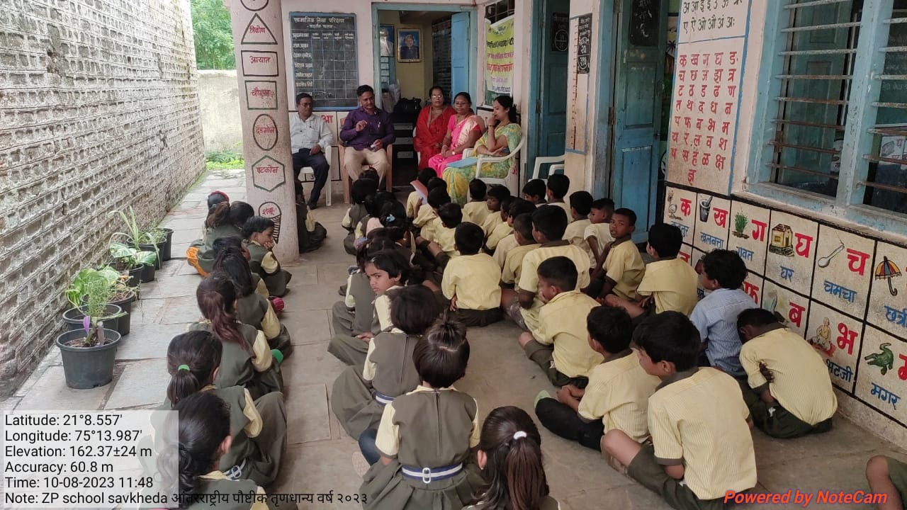 आंतरराष्ट्रीय पौष्टीक तृणधान्य वर्ष 2023 जनजागृती कार्यक्रम के.डी.पाटील हायस्कूल सावखेडा ता.अमळनेर